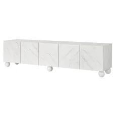 Artiss 200cm White TV Unit Entertainment Cabinet Marble Effect Soft Close Storage 80kg Benchtop Support