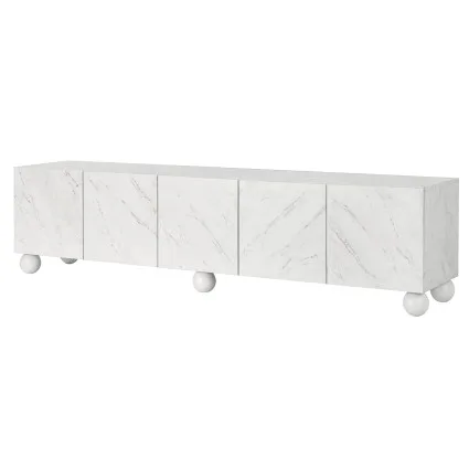Artiss 200cm White TV Unit Entertainment Cabinet Marble Effect Soft Close Storage 80kg Benchtop Support