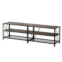 Artiss Entertainment Unit TV Stand, 176cm Vintage Walnut, 3-Tier Shelves, Metal Frame, Industrial Style, Sturdy