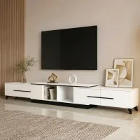 Artiss Extendable White TV Cabinet 190-260cm Entertainment Unit Fits up to 98