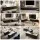 Artiss Extendable TV Unit 240-340cm with 4 Drawers, 80kg Top, 9 Metal Legs, Marble-Effect Black