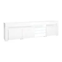 Artiss Entertainment Unit TV Cabinet 180cm White with Customised LED Lights, Push-to-Open, High-Gloss Finish