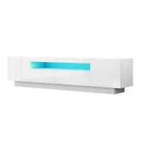 Artiss 180cm White TV Entertainment Unit with Storage Drawers, Cabinets, RGB LED Lights, High Gloss Finish, E1 Board