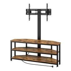 Artiss Corner TV Stand 32-70 inch with Mount Adjustable Swivel RGB LED Lights Built in Power Hub Black Walnut