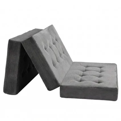 Giselle 15cm Double Folding Mattress Corduroy 3‑Fold Portable Guest Sofa Bed 190x135cm 23D Foam Comfort