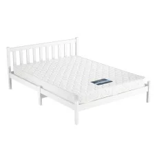 Giselle Bedding Double Mattress with Artiss Natural Pine Wooden Bed Frame Bundle Medium Firm Arina Series
