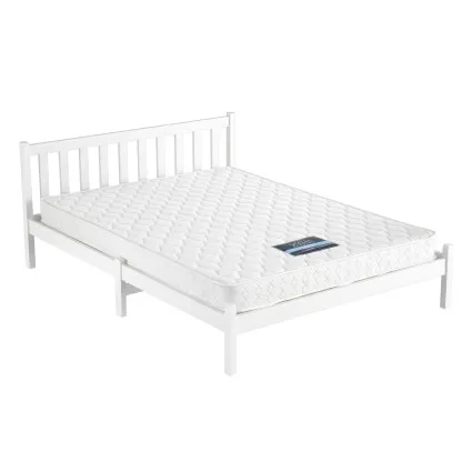Giselle Bedding Double Mattress with Artiss Natural Pine Wooden Bed Frame Bundle Medium Firm Arina Series