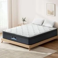 Giselle Bedding 34cm Euro Top Double Mattress - Medium Firm, Hypo-Allergenic, 7-Zone Pocket Springs, Belgium Fabric