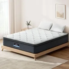Giselle Bedding 34cm Euro Top Double Mattress - Medium Firm, Hypo-Allergenic, 7-Zone Pocket Springs, Belgium Fabric