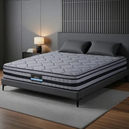Giselle Bedding TITAN 34cm Hybrid Double Mattress Pocket Springs Bamboo Euro Top Medium Firm Support