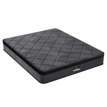 Giselle Bedding Double Mattress 25cm Pocket Spring Latex Euro Top Medium Firm Black