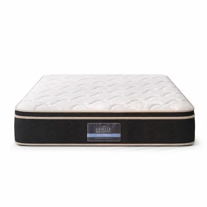 Giselle Bedding REGAL King Single Mattress 35cm Firm Copper Memory Foam Edge Support 7-Zone Pocket Springs Black & White