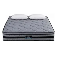 Giselle Bedding King Mattress Set with Two Feather-Down Pillows, 34cm Euro Top Pocket Spring Medium-Firm