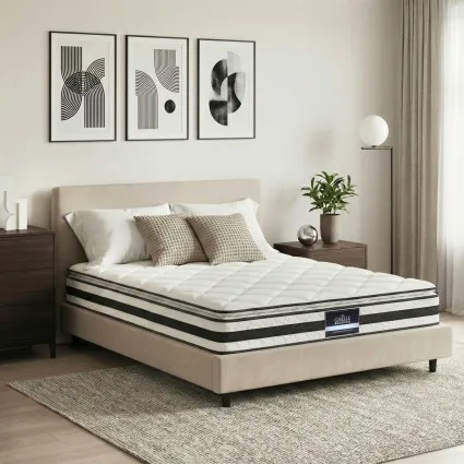 Giselle Bedding 21cm King Pillow Top Mattress - Medium Firm Bonnell Spring Core, Quilted Fabric, Hypo-Allergenic Comfort
