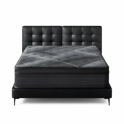 Giselle Bedding King Mattress - 35cm Bamboo Pocket Foam, Medium-Firm Support, Euro Top, Midnight Series, Black