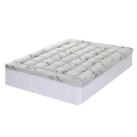 Giselle Bedding Bamboo Mattress Topper Queen 11cm Pillowtop, 1500GSM Hollow Fibre, Breathable, Machine-Washable