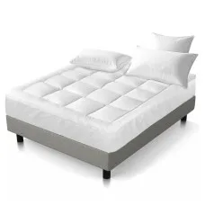 Giselle Bedding Queen Mattress Topper - Luxurious 1000GSM Microfibre Pillowtop, Anti-Allergy, Fits 45cm Thick Mattresses