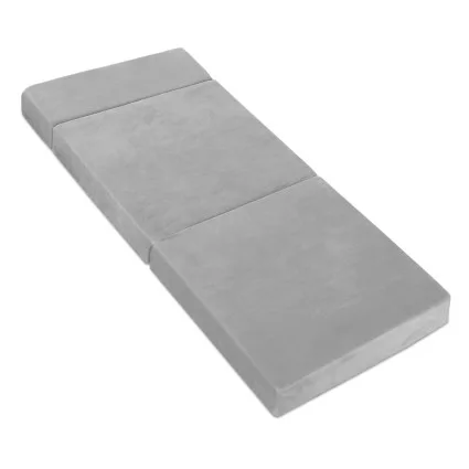 Giselle Bedding Foldable Foam Mattress, Light Grey - Velvet Fabric, Washable Cover, 180x70x12cm, Chair to Bed Use