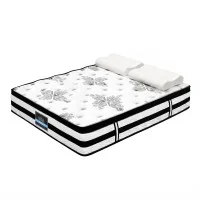 Giselle Bedding Queen 34cm Euro Top Pocket Spring Mattress with 5-Zone Support and Latex Pillows