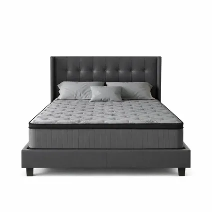 Giselle Bedding Solene Euro Top Mattress 34cm Queen - Medium Firm, 5 Zoned Pocket Springs, Cool Gel & Comfort Latex Foam
