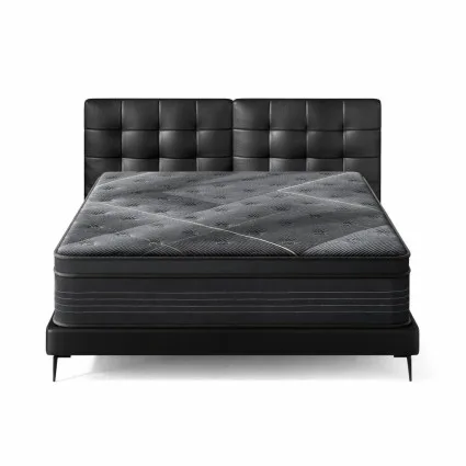 Giselle Bedding Midnight Queen Mattress 35cm Bamboo Charcoal Foam, Pocket Springs, Medium-Firm Euro Top, Black