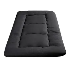 Giselle Bedding 10cm Japanese Floor Mattress Foldable Futon Washable Cover Straps Black 100x200cm 25D