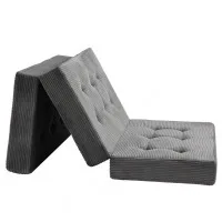 Giselle 15cm Folding Single Mattress Corduroy 3 Fold Portable Guest Sofa Bed 190x90cm Grey Nautical?