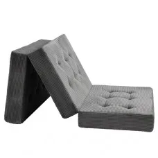 Giselle 15cm Folding Single Mattress Corduroy 3 Fold Portable Guest Sofa Bed 190x90cm Grey Nautical?