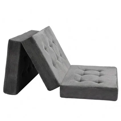 Giselle 15cm Folding Single Mattress Corduroy 3 Fold Portable Guest Sofa Bed 190x90cm Grey Nautical?