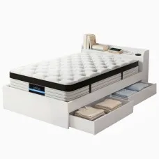 Giselle Single Devon 31cm 5-Zone Pocket Spring Mattress with Artiss Storage Bed Frame Set Medium Support