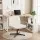 Artiss 140cm Office Desk and Chair Set with Rotatable Bookshelf and Beige Criss Cross Chair for Home Office