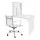 Artiss Foldable Computer Desk and PU Leather Office Chair Set, Wall Mounted, White, Adjustable Height, Space Saving
