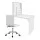 Artiss Computer Desk and Office Chair Set, Foldable Wall Mount Table, PU Leather, White, Space Saving, Adjustable