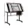 Artiss Black Drafting Table: Adjustable Tempered Glass Desk with Storage Trays, Drawers, and Locking Castors