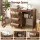 Artiss Folding Sewing Table Craft Workstation with Three Storage Bins Open Shelf and Rolling Castors Brown