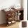 Artiss Folding Sewing Table Craft Workstation with Three Storage Bins Open Shelf and Rolling Castors Brown