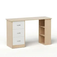 Artiss Computer Desk 120cm with 3 Drawers, 3-Tier Shelves, 50kg Desktop and Melamine Finish Oak White