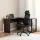 Artiss L-Shaped Office Desk and Chair Set 136cm with Storage Shelves and Ergonomic Mesh Chair Black