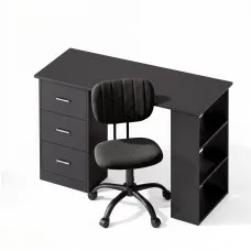 Artiss Office Desk and Chair Set 120cm Computer Desk with 3 Drawers Open Shelves Ergonomic Chair 360°