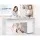 Artiss Computer Desk with Swivelling Bookshelf, Particle Board, White, 130cm, L-Shaped, Space-Saving Design