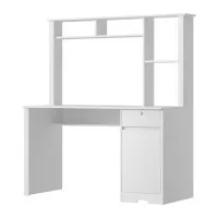 Artiss Computer Desk with Bookshelf & Drawer, 134cm White Melamine Finish, 15mm Particleboard, Home Office Furniture