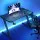 Artiss Gaming Desk 120cm with RGB LED Lights, Solid Steel Frame, Carbon Fibre Surface, Cup Holder, Headphone Hook
