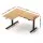 Artiss L-Shape Electric Standing Desk, Oak & Black, Adjustable 72-121cm, Dual Motor, Cable Management, 140x110cm