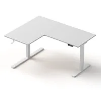 Artiss L-Shape Electric Standing Desk, Height Adjustable, Oak Top, 140x110cm, Dual Motor, Cable Management, Black Frame