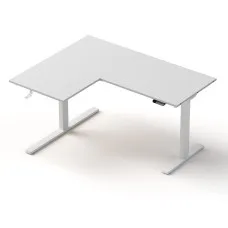 Artiss L-Shape Electric Standing Desk, Height Adjustable, Oak Top, 140x110cm, Dual Motor, Cable Management, Black Frame