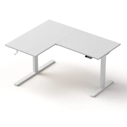 Artiss L-Shape Electric Standing Desk, Height Adjustable, Oak Top, 140x110cm, Dual Motor, Cable Management, Black Frame