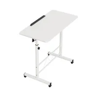 Artiss Adjustable 80CM White Laptop Desk Table - Portable, 360° Tilt, U-Shape Frame, Lockable Wheels, MDF Top