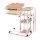Artiss 3 Tier Adjustable Laptop Desk 80cm Tilt-able Mobile Side Table with Wheels and Storage Shelves Oak