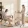 Artiss 3 Tier Adjustable Laptop Desk 80cm Tilt-able Mobile Side Table with Wheels and Storage Shelves Oak