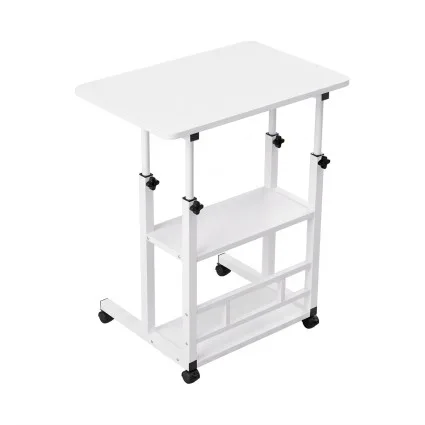 Artiss Laptop Desk Height Adjustable Mobile Workstation Computer Desk 60cm Steel Frame White